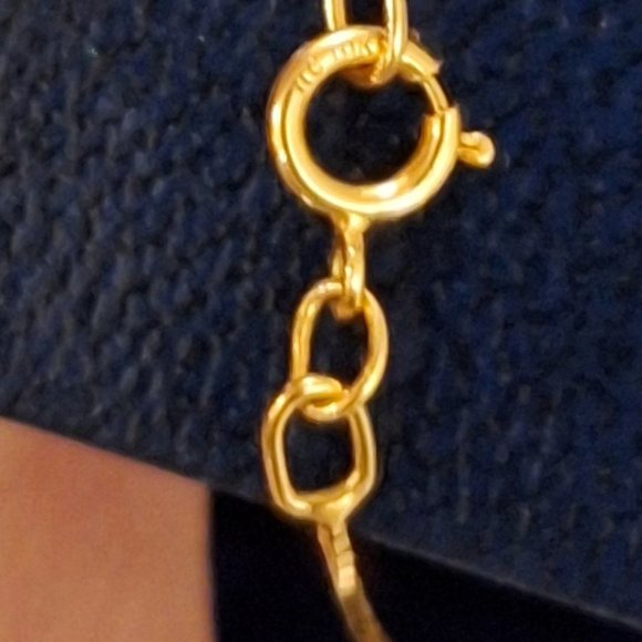 Solid 10k yellow gold box chain 16 inch necklace 10K gold cross with pink stones - Picture 5 of 5